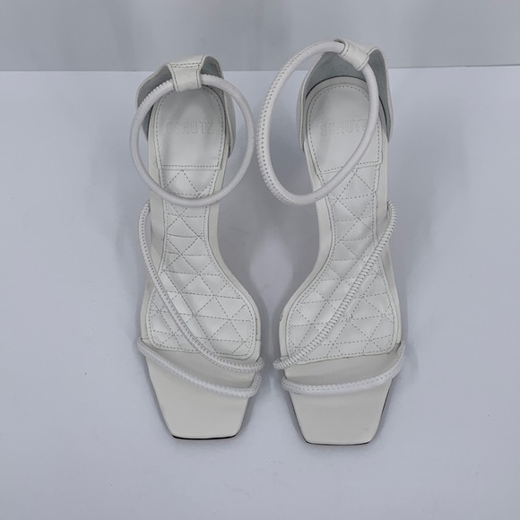 Schutz Gaiah ankle strappy sandal shoe stiletto heel white leather new 8.5 - Picture 3 of 8